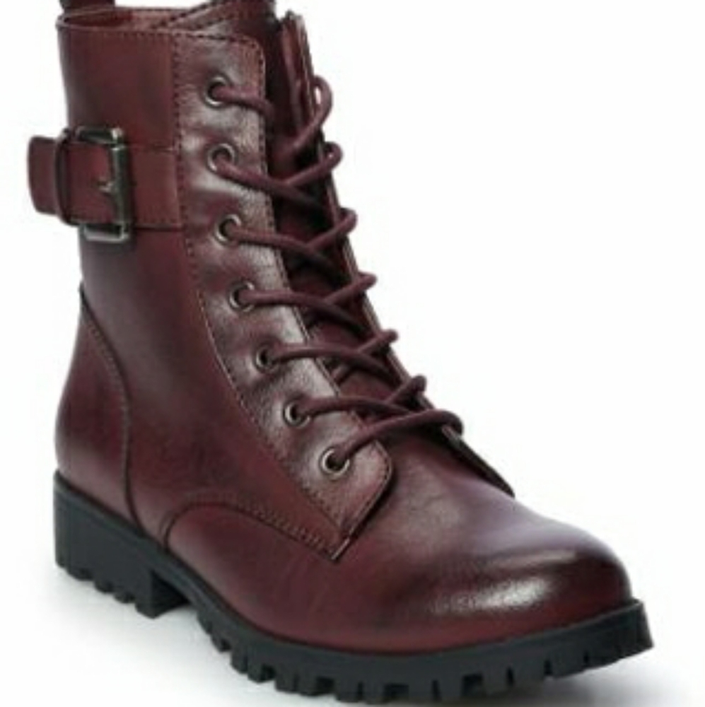 SO Broccoli combat boots.  Color wine /size 6.
